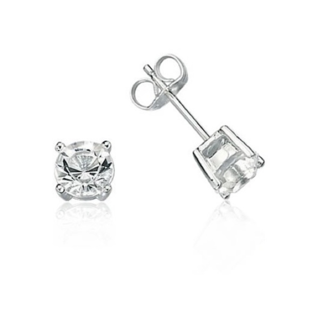 🍁 Renaissance Collection 14k White Gold CZ Studs